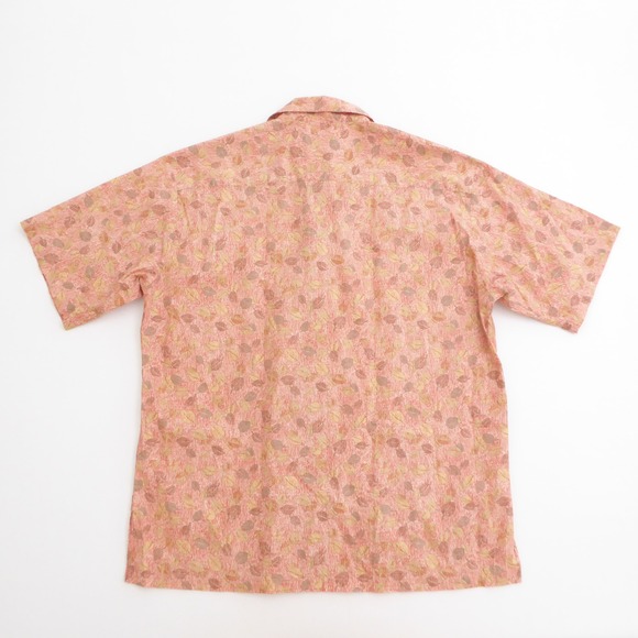 Tori Richard Mens Button Up Shirt Orange Leaf Print Cotton Lawn Camp Large - Picture 6 of 11